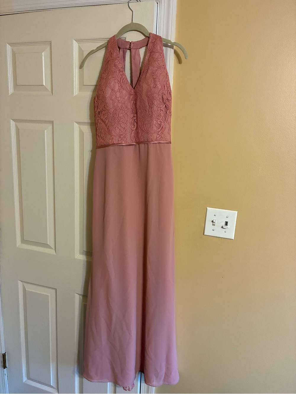 Christina Wu Rose Pink Lace Bodice Maxi Gown
